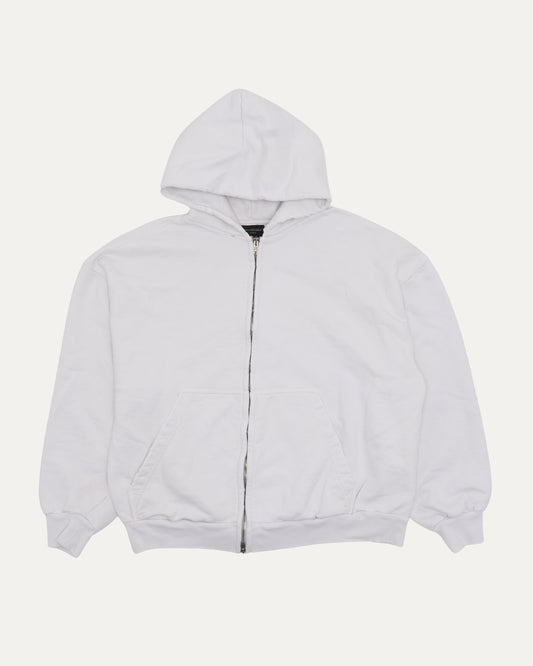 Reverse Logo Distressed Zip Up Hoodie