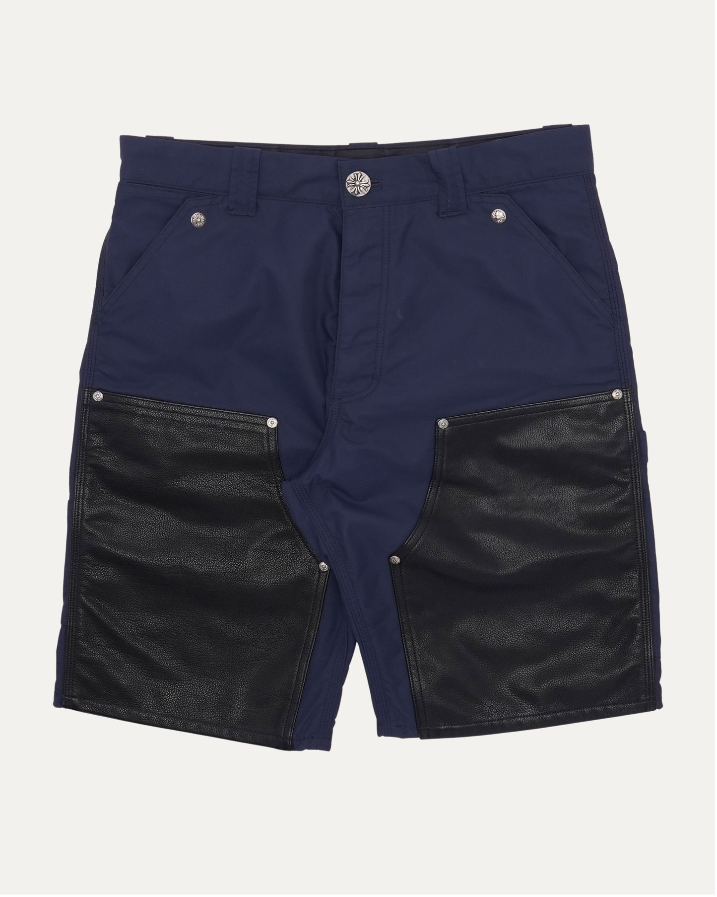 Nylon and Leather Double Knee Shorts