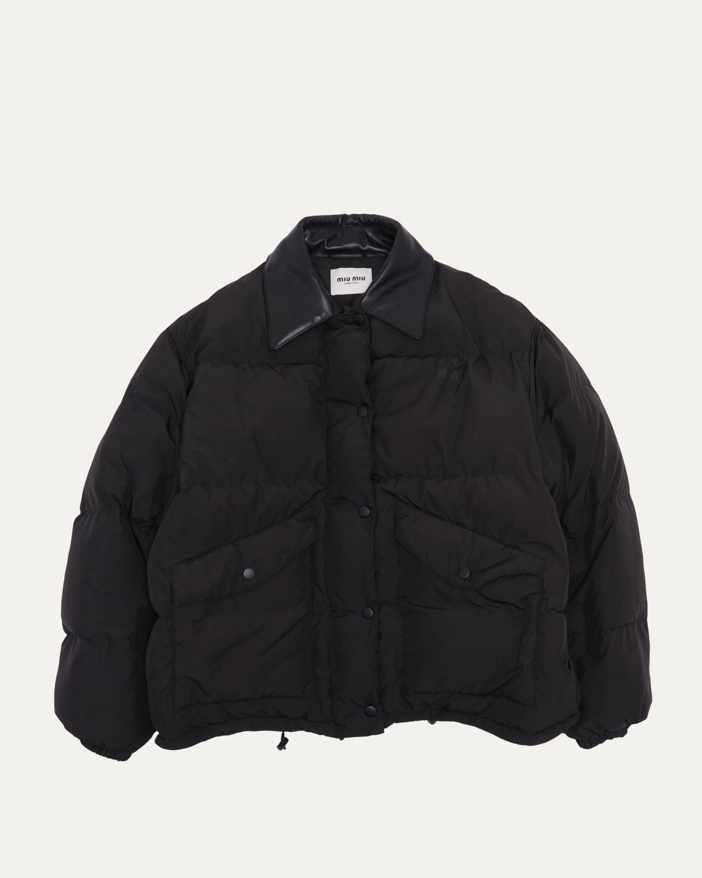 Leather Collared Puffer Jacket