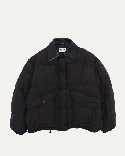 Leather Collared Puffer Jacket