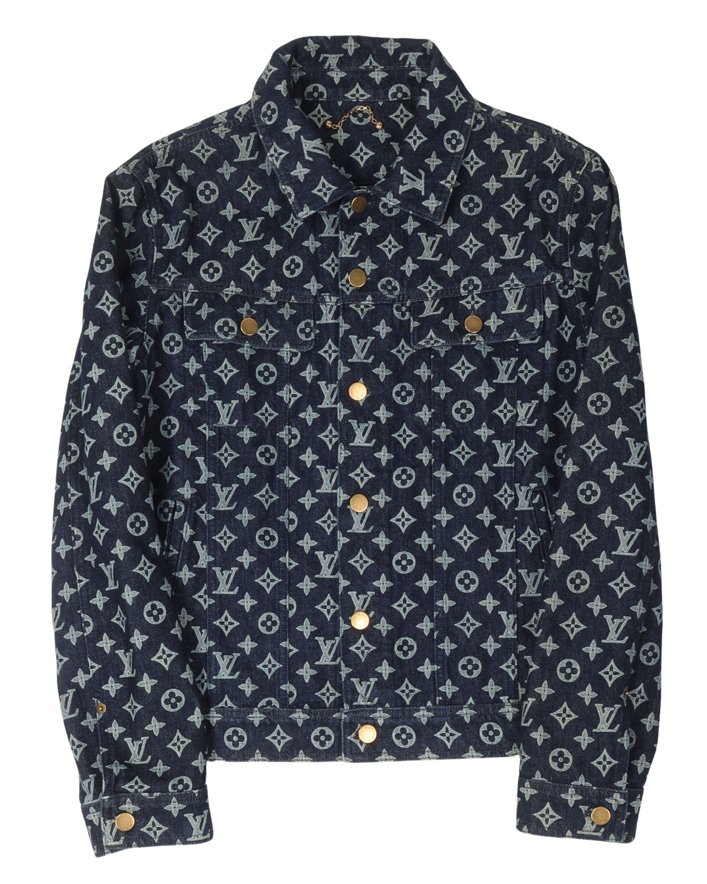 Louis Vuitton Monogram Tailored Denim Jacket TAUPE. Size 56