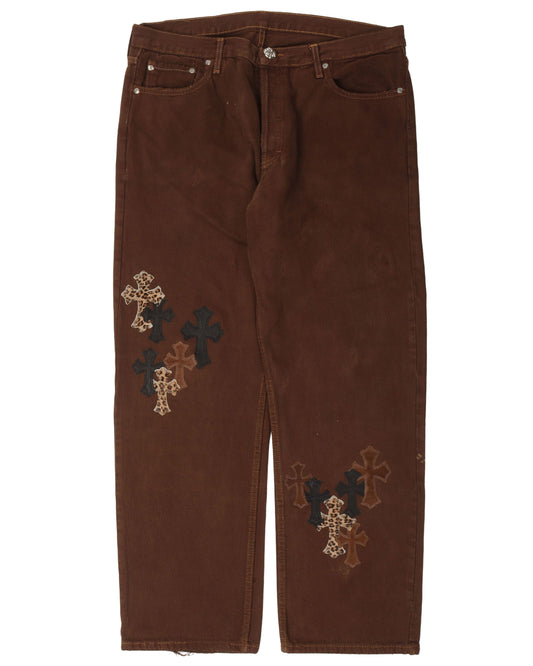 NYFW Leopard Levi's Cross Patch Jeans