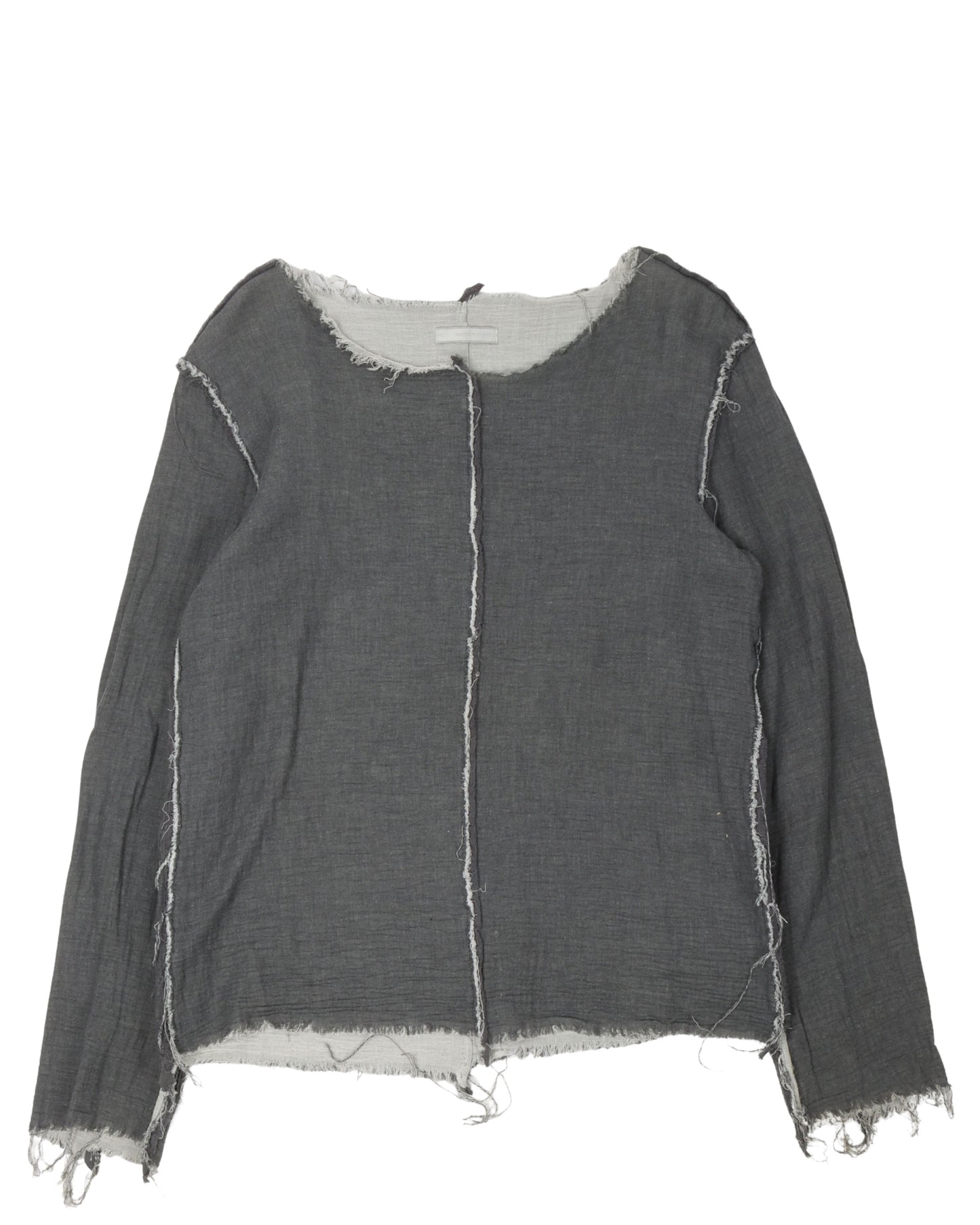 Raw Edge Distressed Long Sleeve T-Shirt