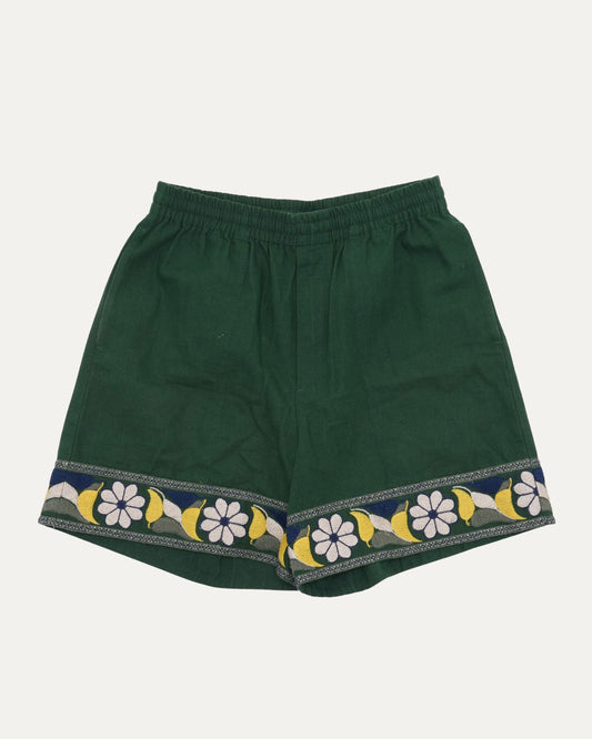 Zinnia Ribbon Floral Embroidered Shorts