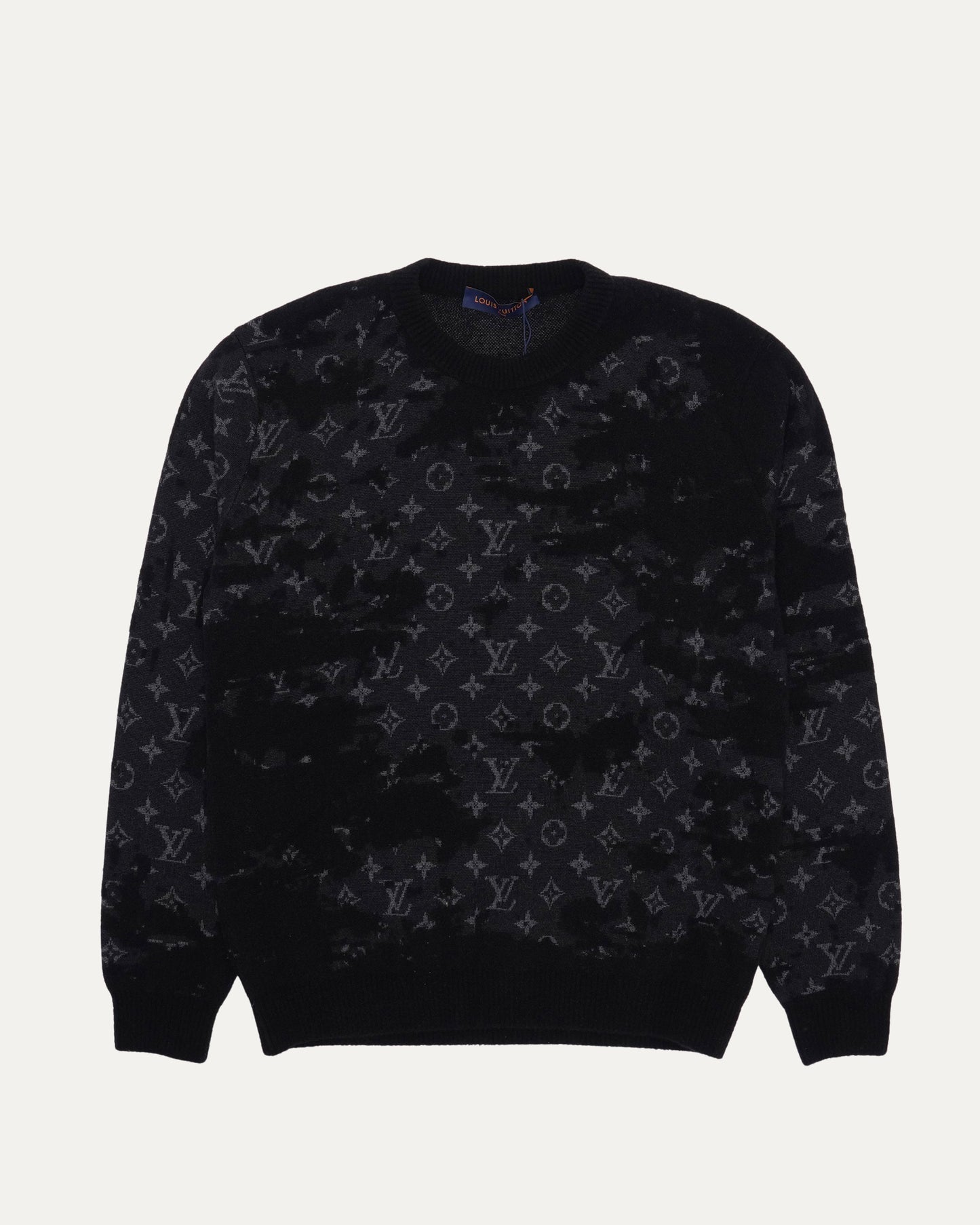 Camouflage Monogram Jacquard Intarsia Knit Sweater