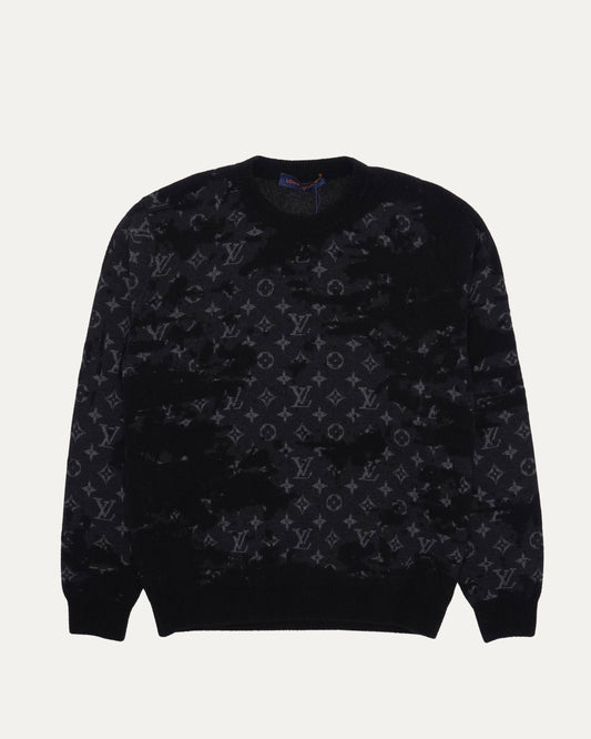 Camouflage Monogram Jacquard Intarsia Knit Sweater