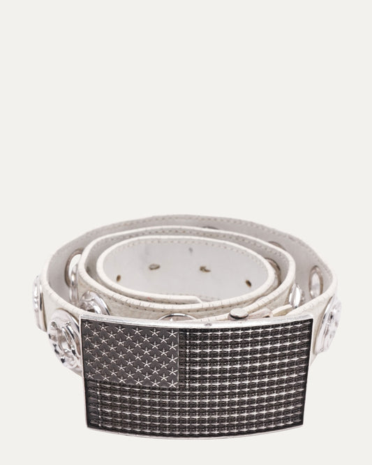 Grommet Belt with American Flag Buckle