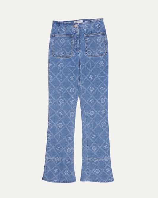 Chain Motif Bootcut Jeans
