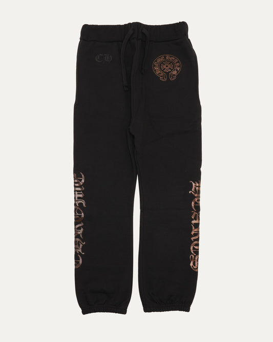 Glitter Print Horseshoe Logo Spellout Sweatpants
