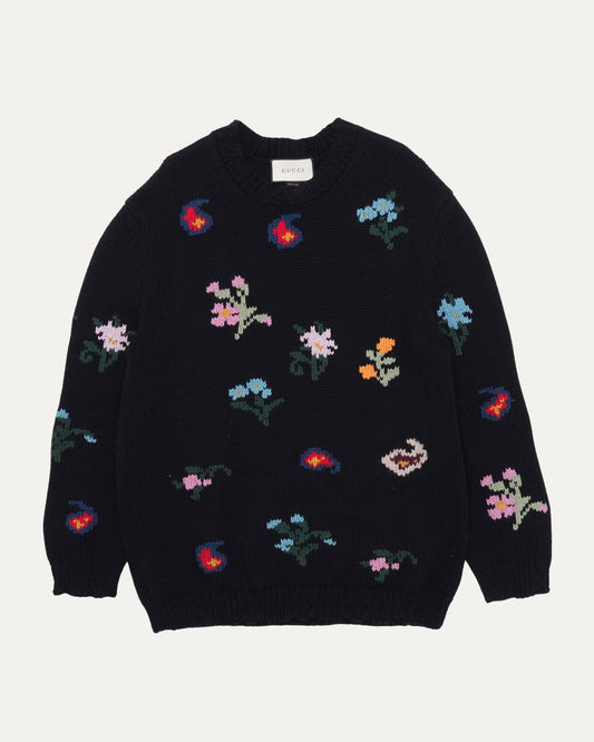Garden Floral Intarsia Knit Sweater