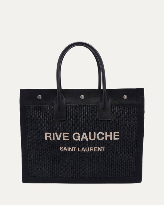Rive Gauche Large Embroidered Raffia Tote Bag