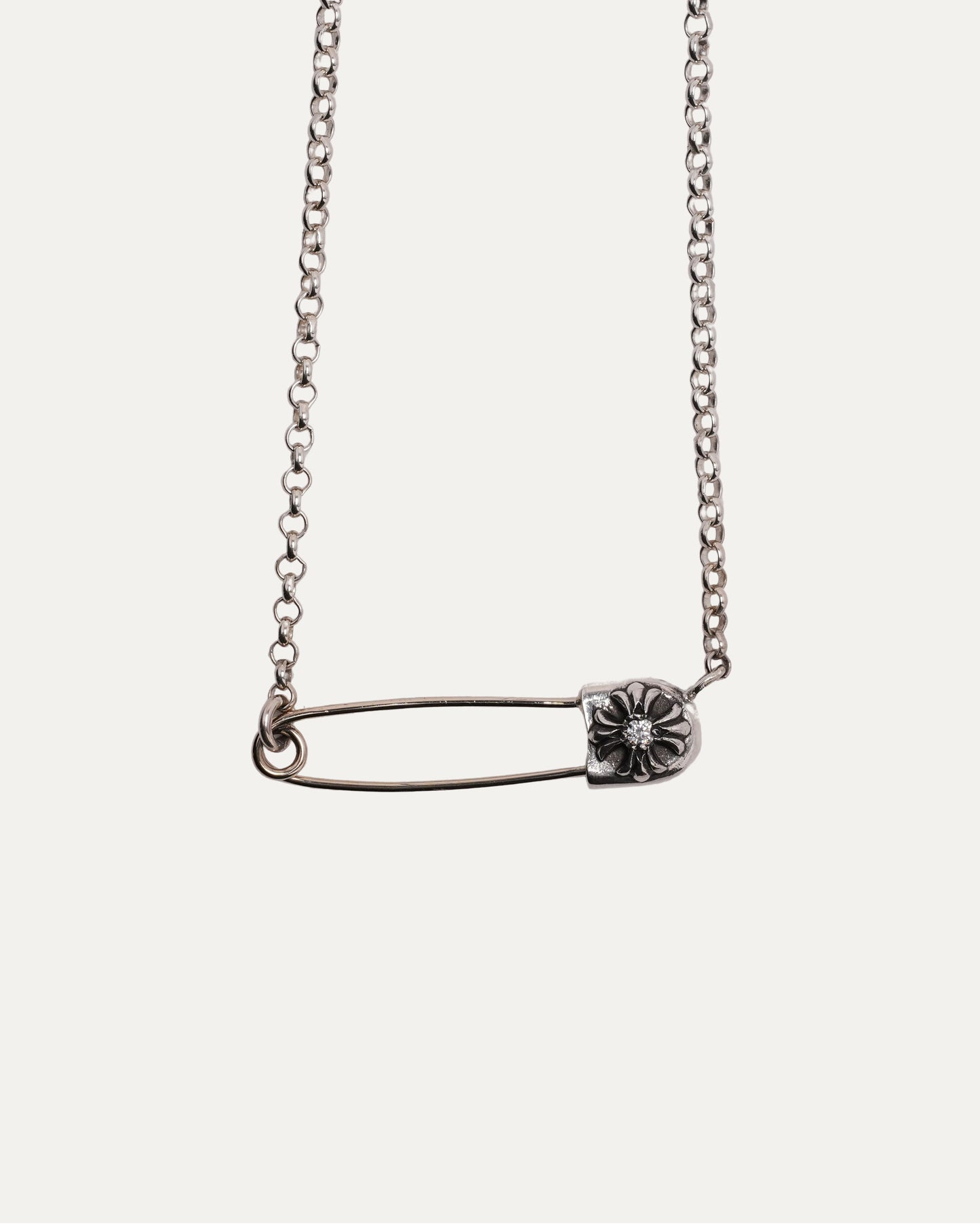 Diamond Safety Pin Necklace