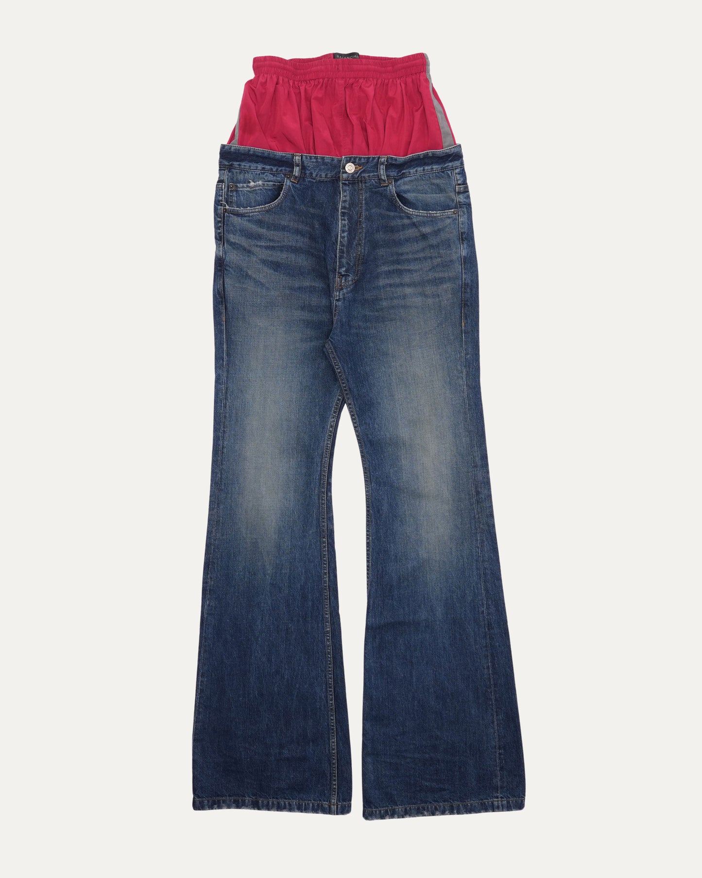 Double Waist Track Pant Layered Jeans