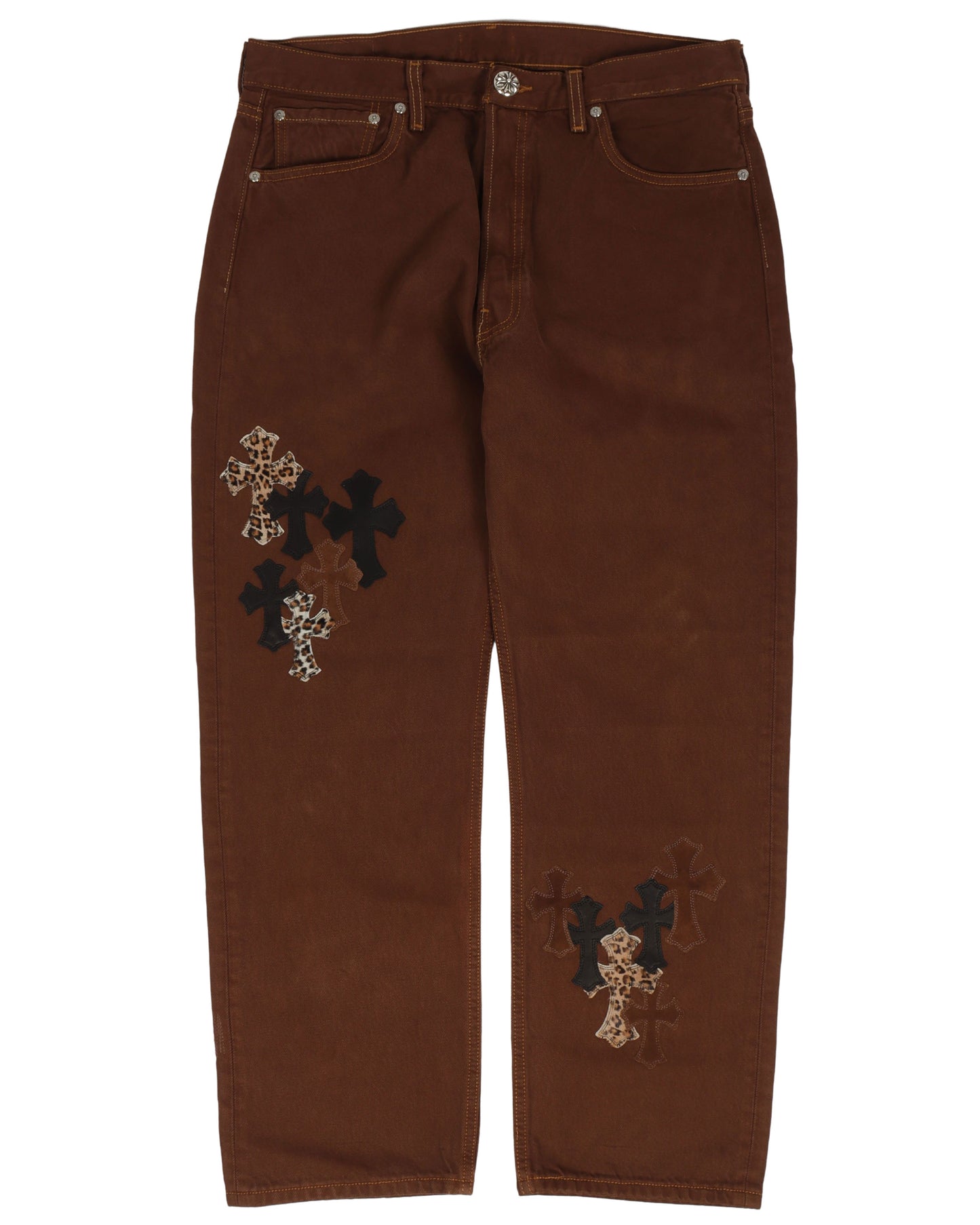 NYFW Exclusive Cheetah Cross Patch Jeans