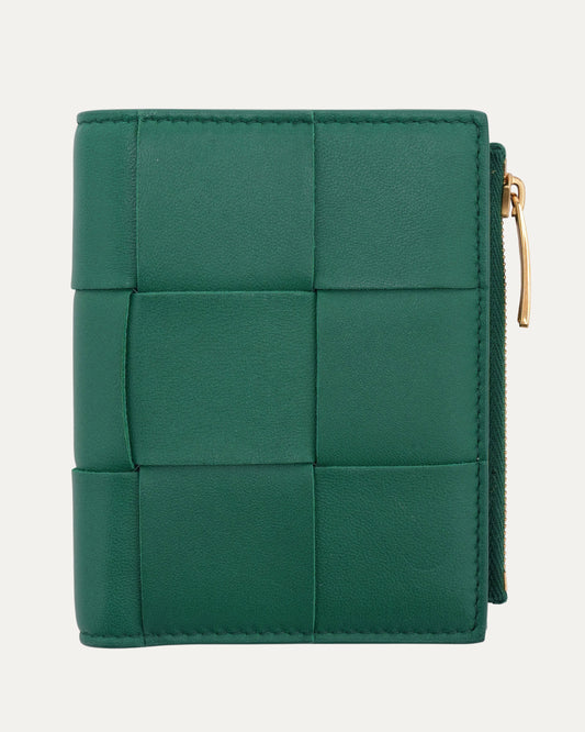 Leather Intrecciato Zip Wallet