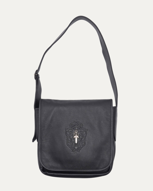 Dagger Embellished Leather Messenger Bag