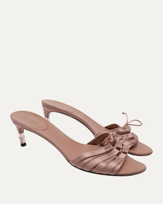 Satin Kitten Heel With Bamboo Detail