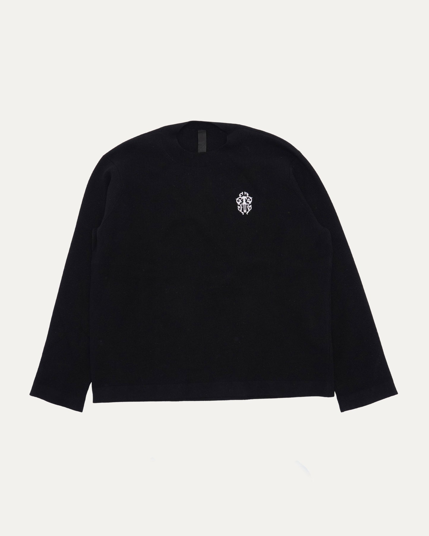 Cashmere Blend Vine Dagger Embroidered Crewneck Sweater