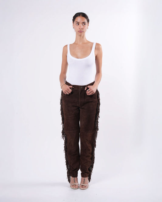Suede Fringed Pants