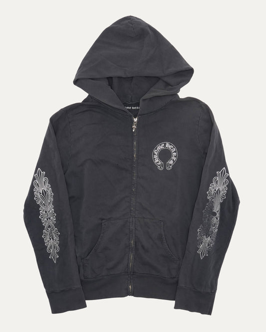 Vintage Thin Horseshoe Logo Zip Up Hoodie