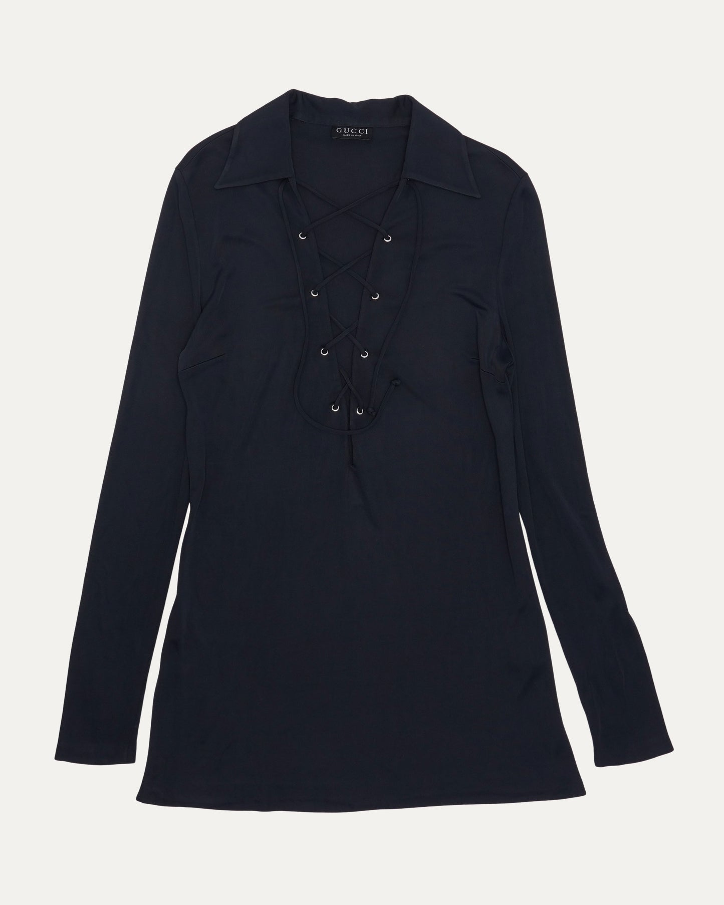 SS 1996 Plunging Lace-Up Micro Mini Dress