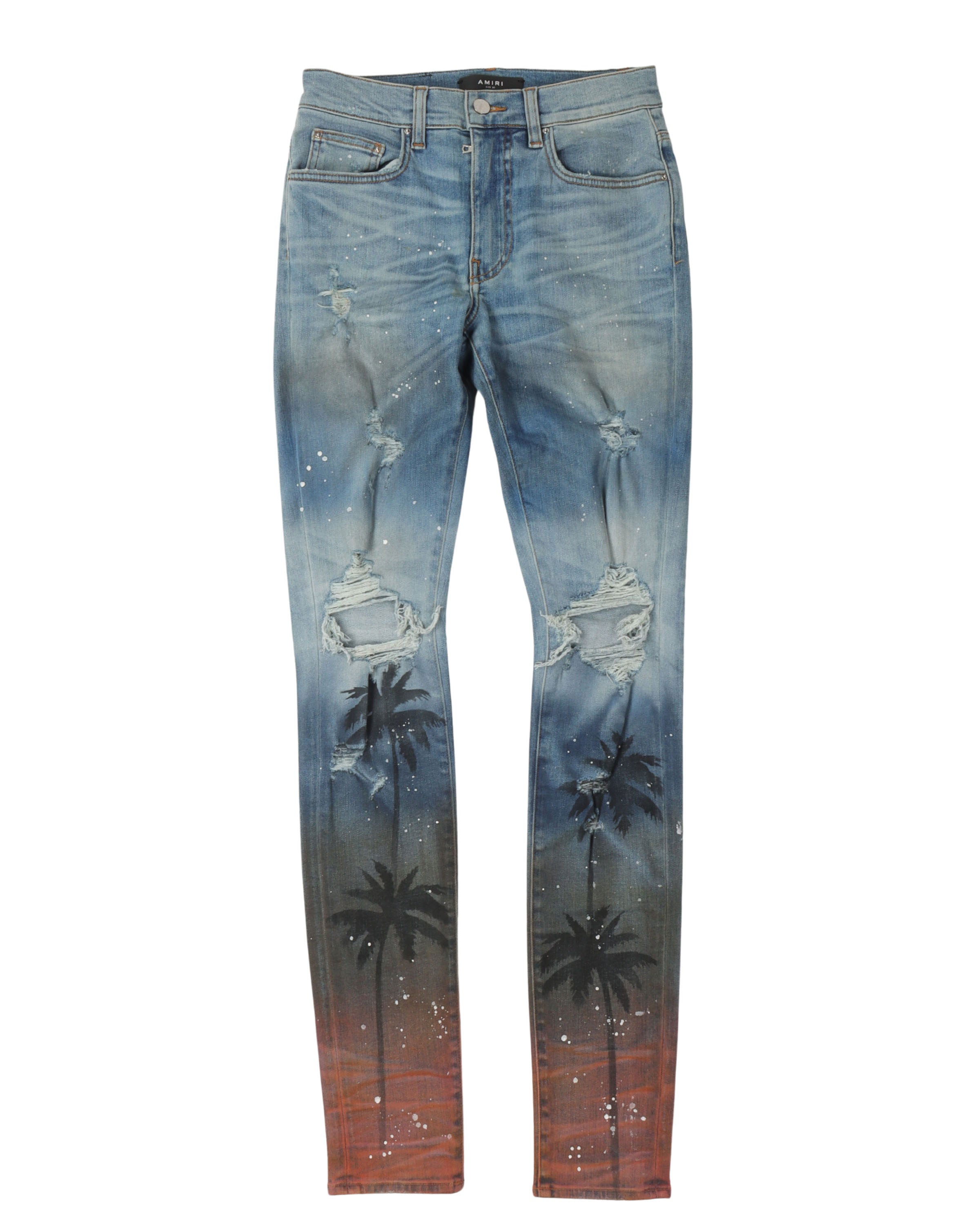 Amiri Painted Sunset Knee Rip Jeans