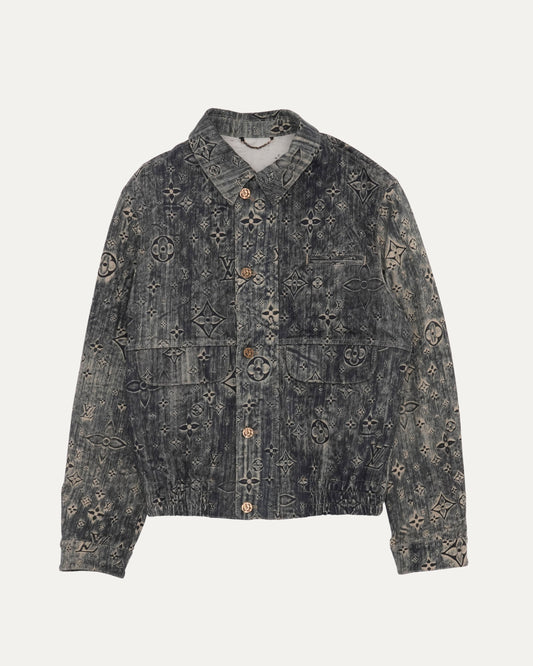 Watercolor Monogram Denim Bomber Jacket