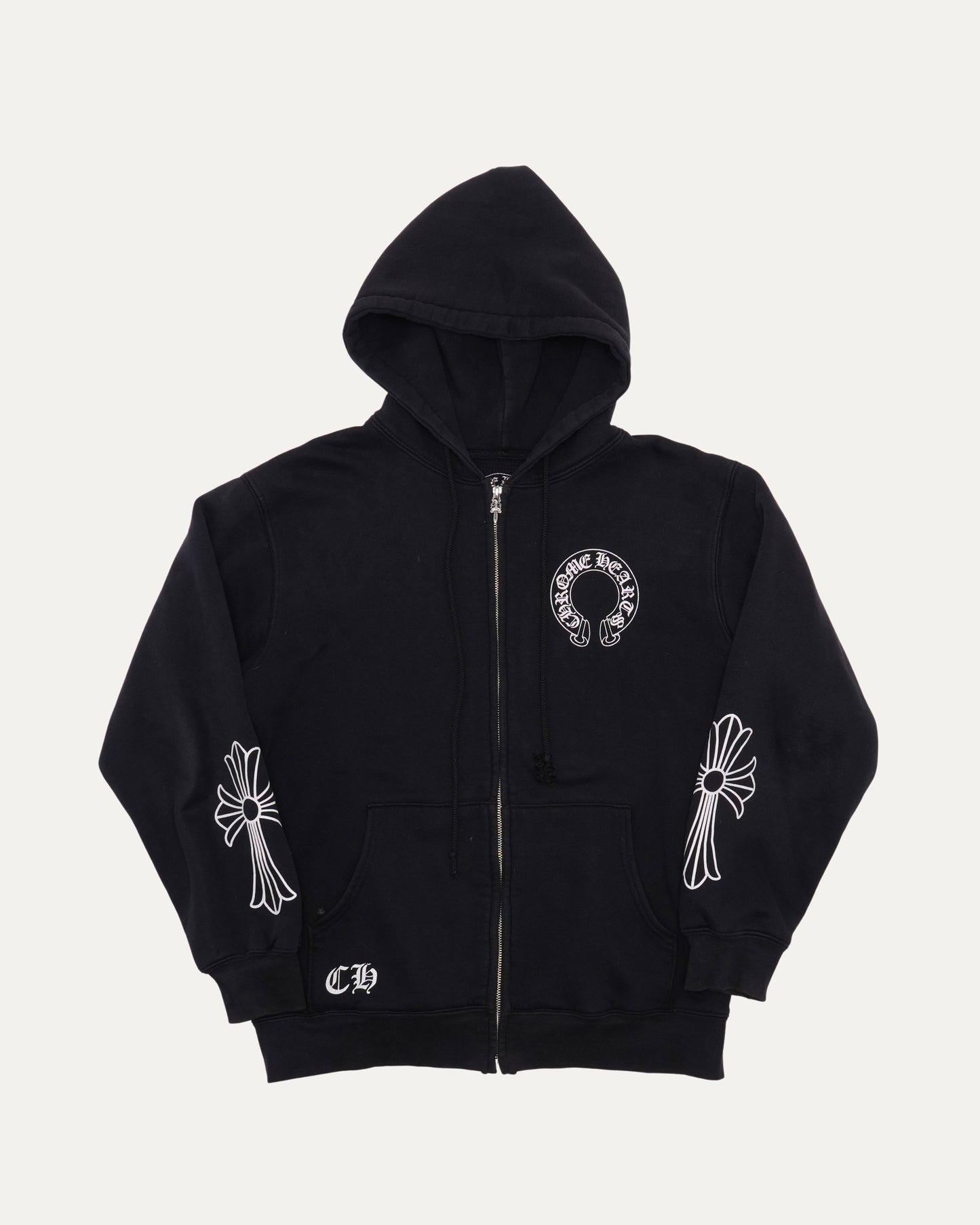 Vintage Scroll Logo Thermal Zip-Up Hoodie