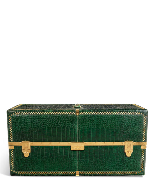Crocodile Steamer Trunk w/ Gold Hardware