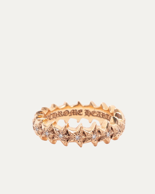 Gold and Diamond Star Band Ring