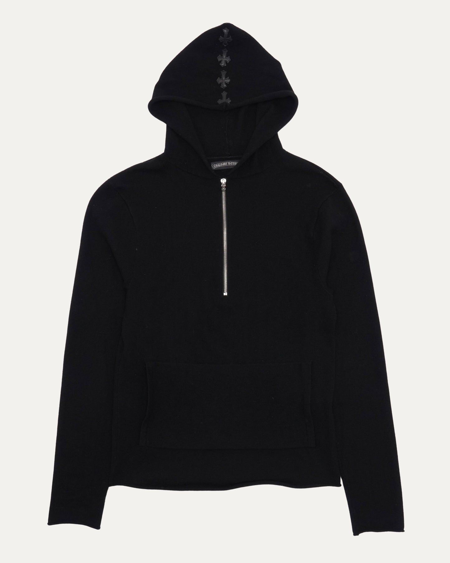 Spinal Cross Patch Cashmere Quarter Zip Hoodie