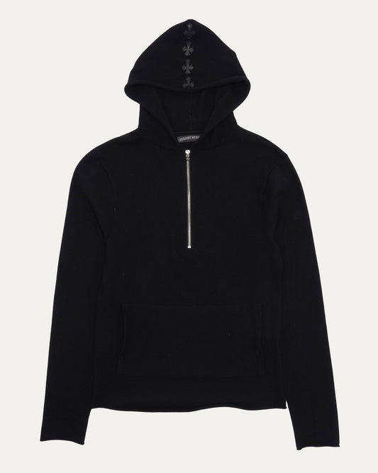 Spinal Cross Patch Cashmere Quarter Zip Hoodie
