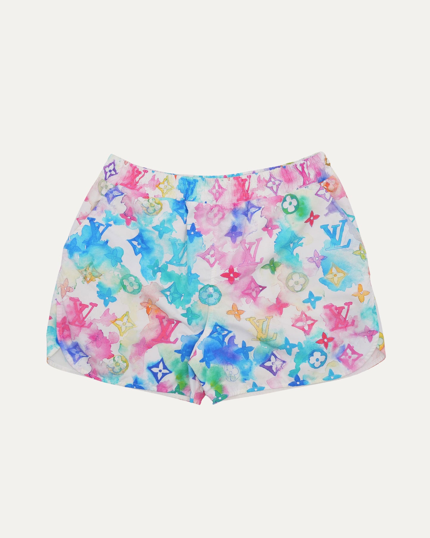 Watercolor Monogram Swim Trunks