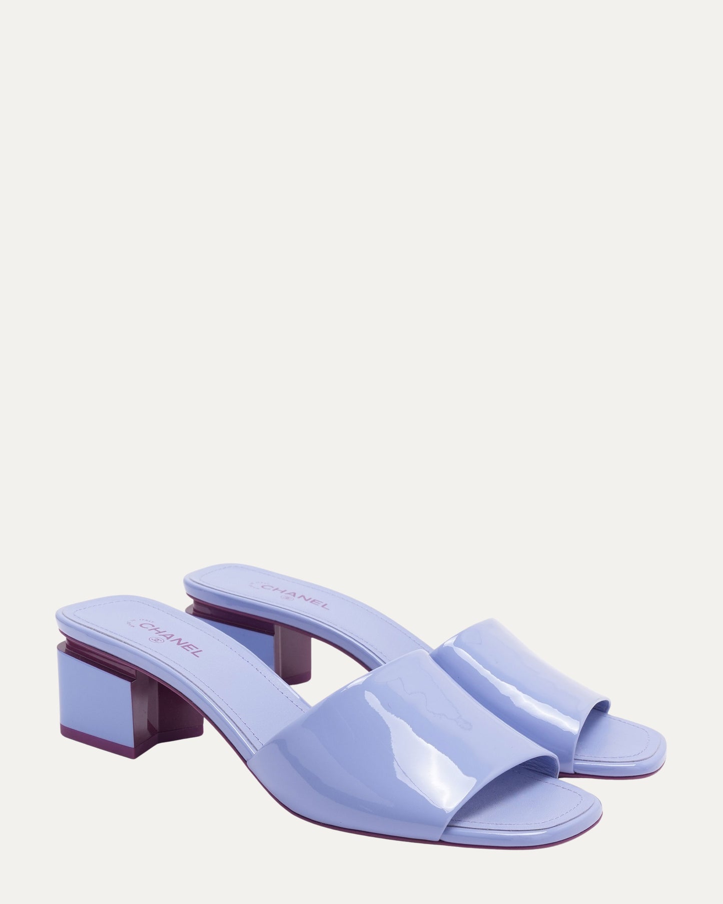 Patent Leather CC Block Heel Mule Sandals