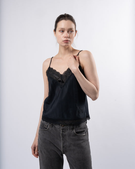 Silk Camisole With Lace Trim