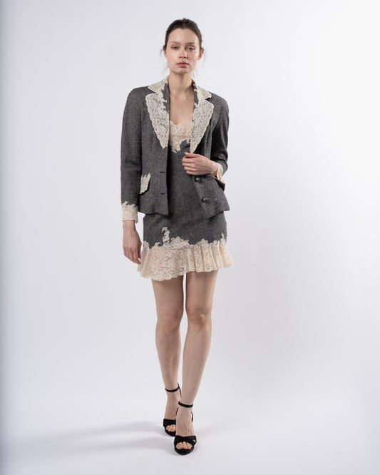 Galliano Era FW 1998 Tweed Dress and Jacket Set