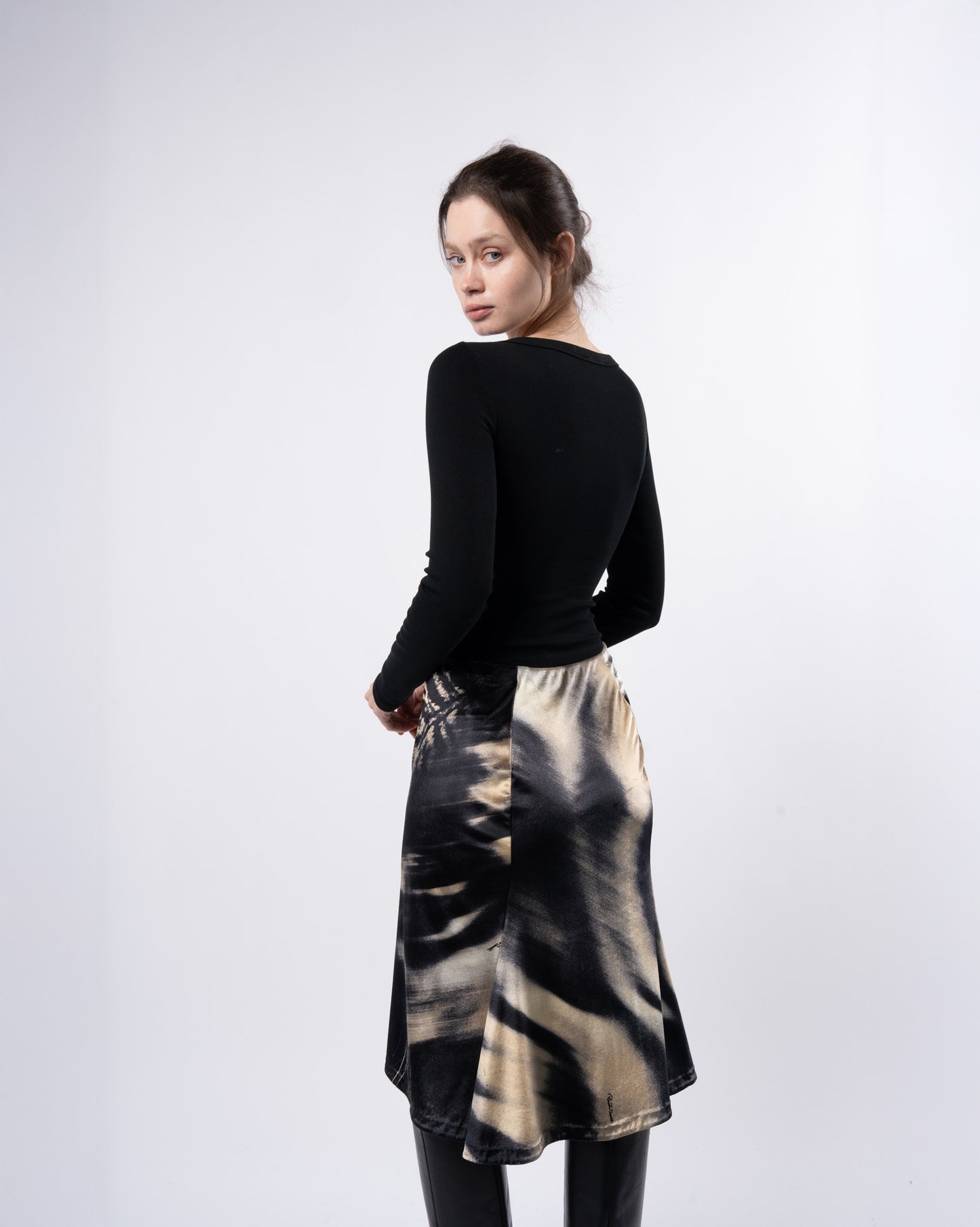 2001 Velvet Tiger Skirt With Gold Detail
