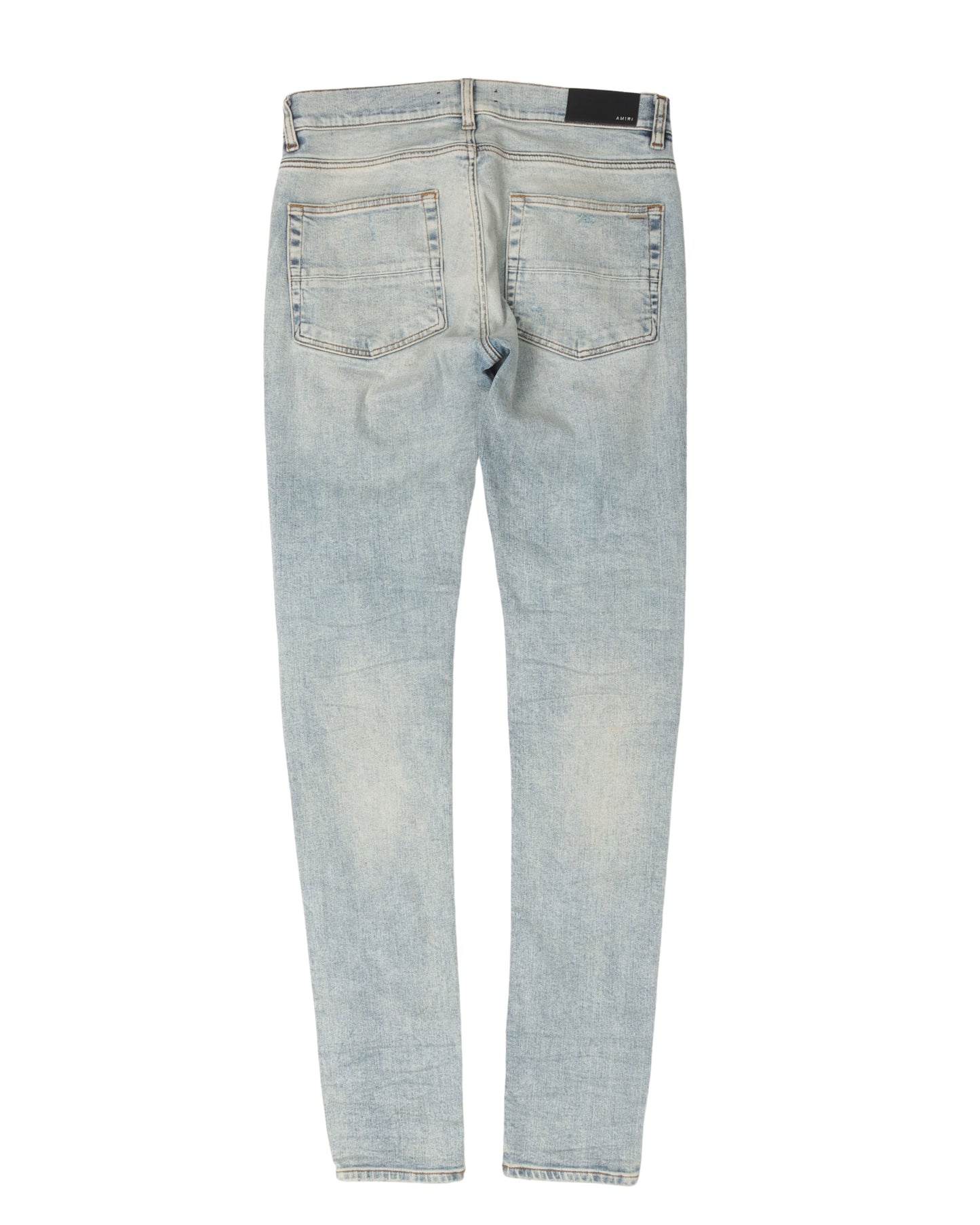 Light Wash Leather Repair Denim Jeans