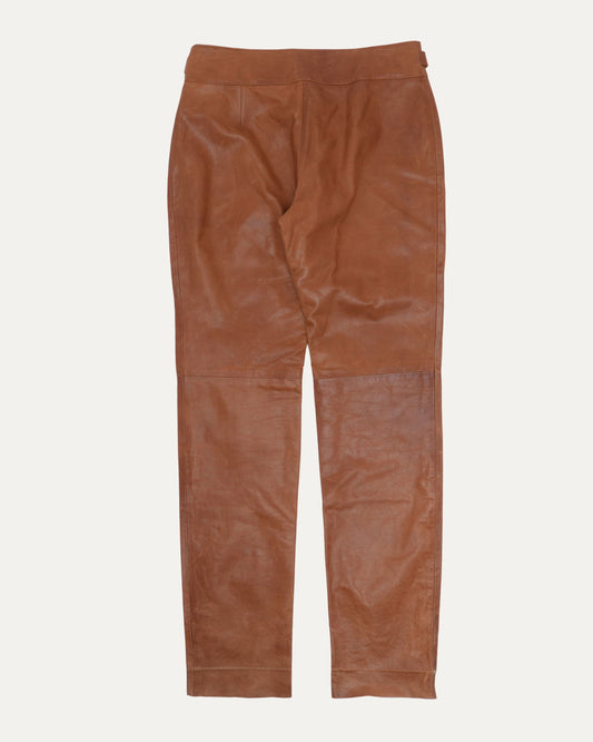 Belted Goat Leather Pants