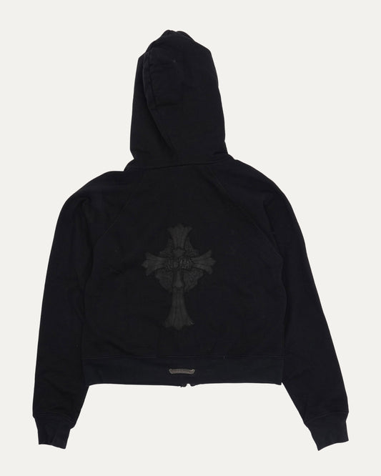 Hairy Cross Patch Zip Up Hoodie