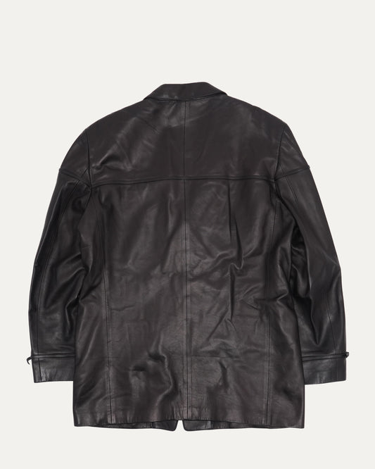 Buckle Accented Leather Blazer