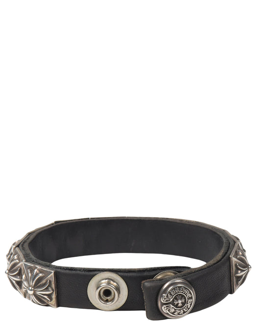 Plus Cross Leather Strap Bracelet