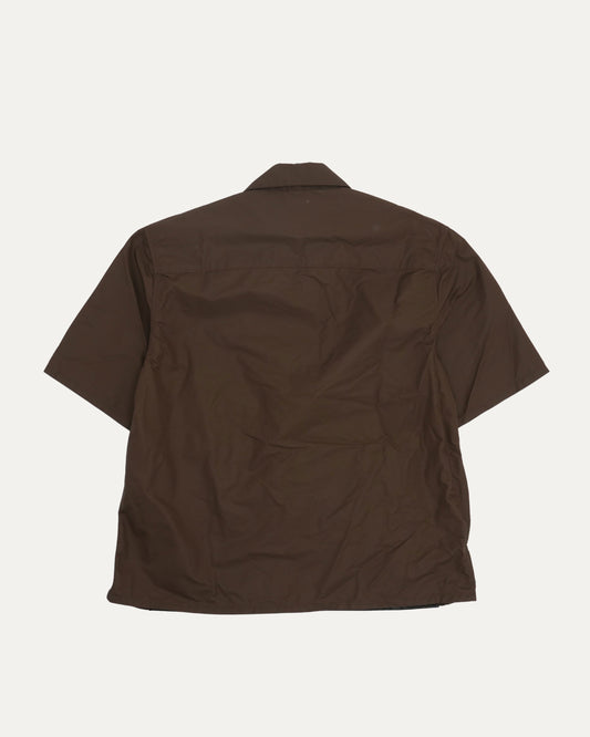 Nylon Leather Zip Up Shirt