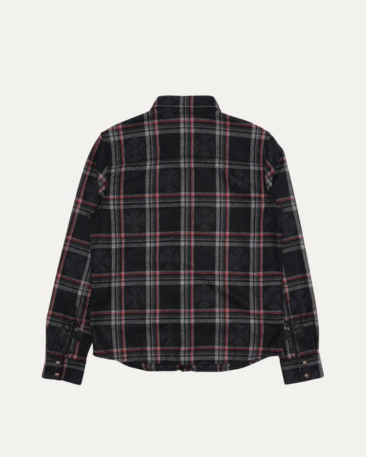 Gas Station Plaid Cashmere Cross Patch Loose Ends Flannel Shirt