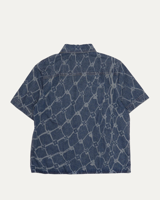 Chain Monogram Short Sleeve Denim Shirt