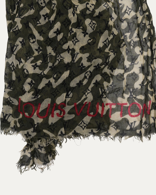 Takashi Murakami Monogramouflage Cashmere-Silk Blend Scarf