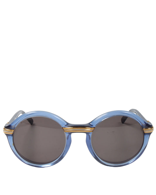 Cabriolet Round Translucent Blue 49MM 18K Sunglasses