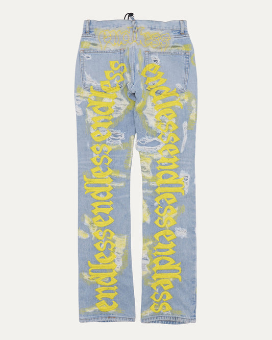 Distressed Embroidered Jeans