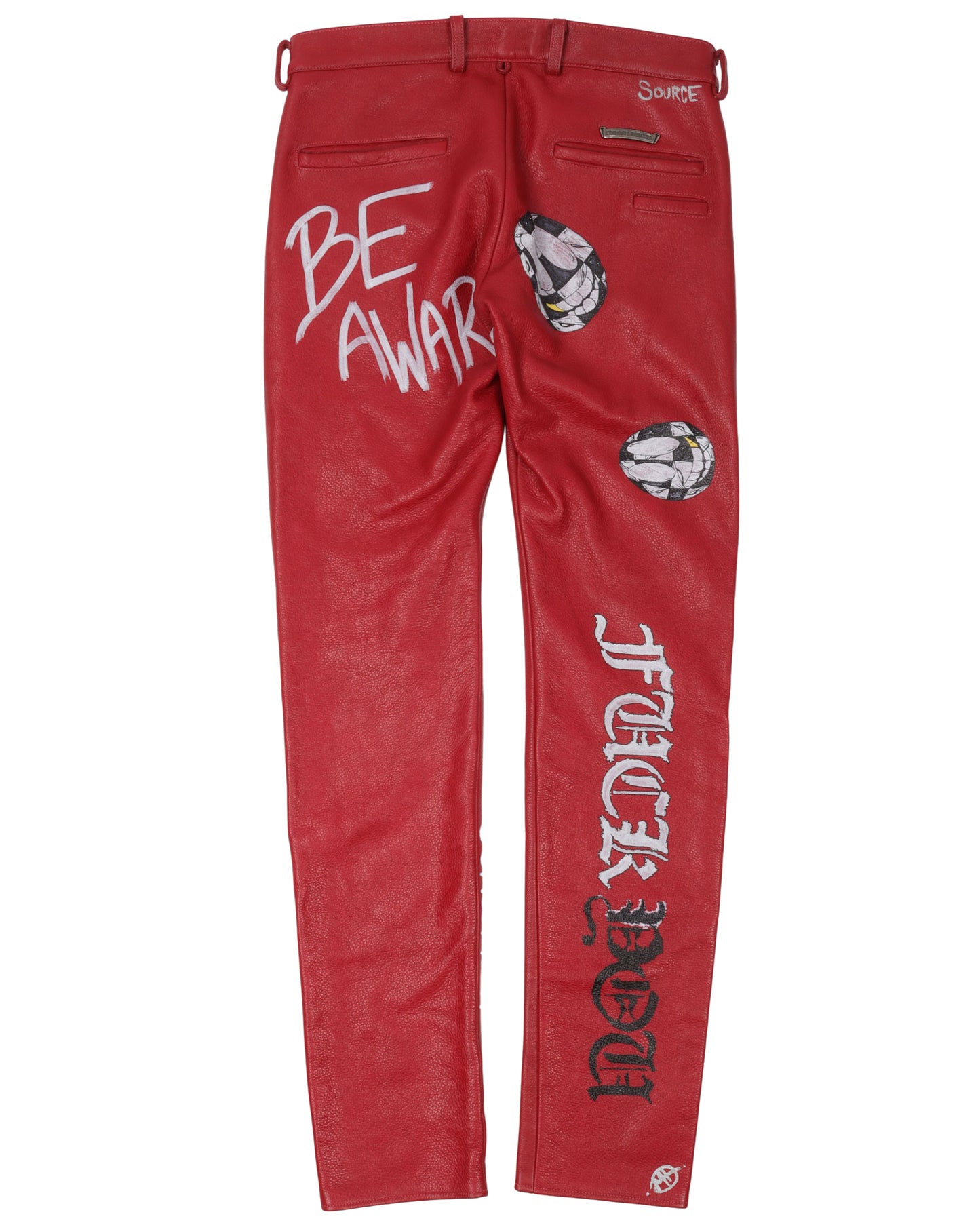Custom Matty Boy Hand Painted Sex Records Leather Pants