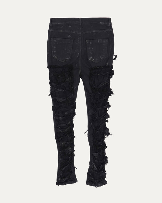 Layered Distressed Denim Jeans